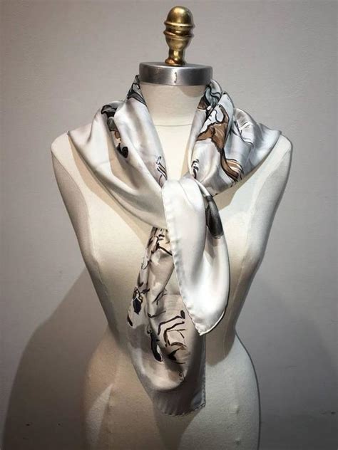 Hermes Vintage Concerto Silk Scarf in Grey 